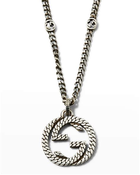 gucci double g necklace men's|gucci silver charm necklace.